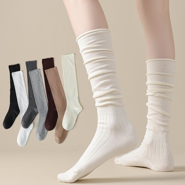 Tất Vớ Bắp Chân Thun Cotton Thoáng Khí, Tất Mang Bốt Nhún Cổ Phong Cách Hàn Quốc byLisa TG28