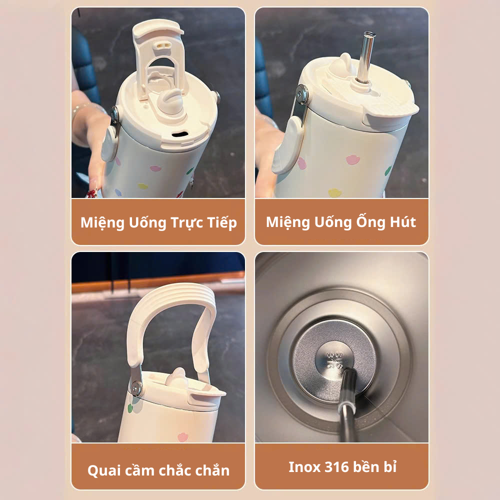 Ly Giữ Nhiệt Chubby Có Ống Hút, Bình Nước Giữ Nhiệt Nóng Lạnh 8-12H PINKCUPS 900ml Không Đổ Mồ Hôi Inox 316 - PC57 | BigBuy360 - bigbuy360.vn