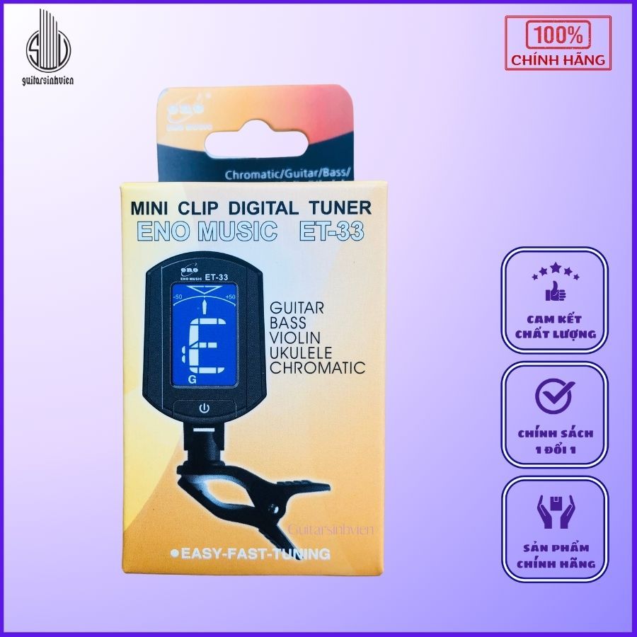 Máy Lên Dây, Tuner Đàn Guitar, Ukulele, Violon | Máy Chỉnh Dây Eno ET-33 Chính Hãng