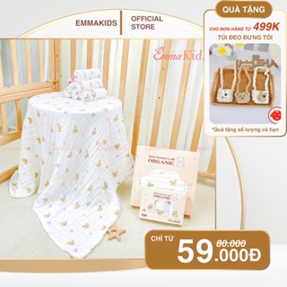 Khăn Tắm Xô Muslin Organic EmmaKids 6 Lớp Mềm Mại, Thấm Hút Tốt Cho Bé