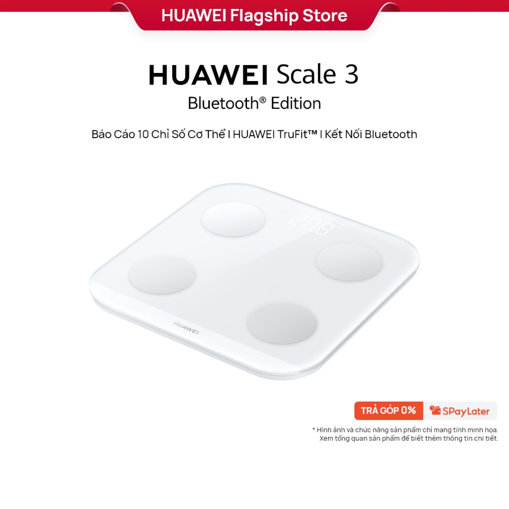 Cân điện tử HUAWEI Scale 3 Bluetooth®Edition | Báo cáo 10 chỉ số cơ thể | HUAWEI TruFitᵀᴹ | Kết nối Bluetooth
