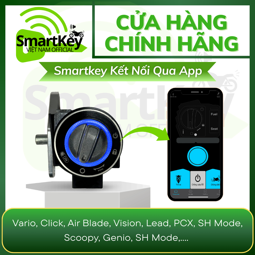 Smartkey APP Kết Nối 📱SH Ý,EX135/150/155,MIO M3,SIRIUS FI,LUVIAS,JUPITER Thay Thế Ổ Khoá Cơ