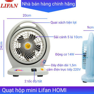 Quạt hộp Lifan HOMI 14W mát êm dịu bàn làm việc, cho bé