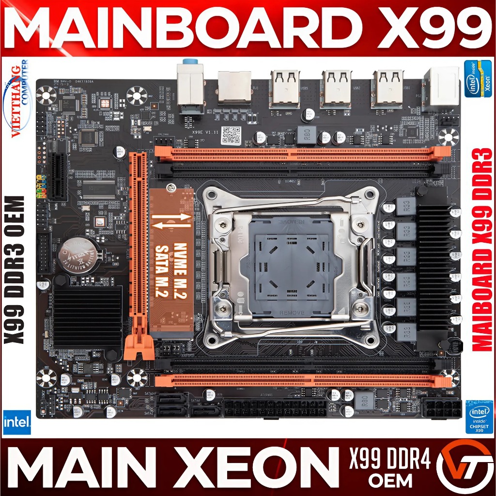 Mainboard - Bo Mạch Chủ - Main X99 OEM DDR3 Chạy giả lập Hàng OEM Socket 2011 E5 v3 v4 New 100%