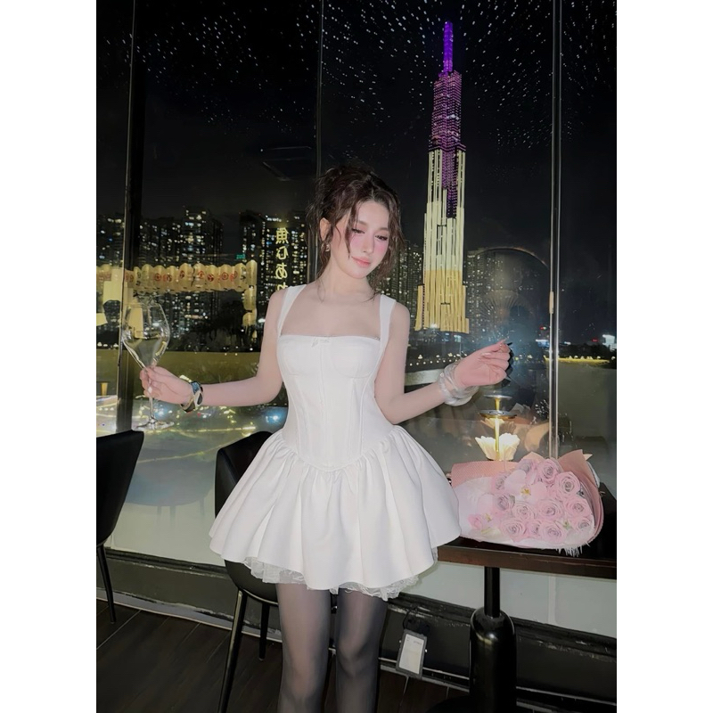 (40-80Kg) Đầm Váy Cúp Ngực Eo Corset Viền Ren Tùng Nhún Form Xoè (Có BigSize) UnihomeClothing CQ249