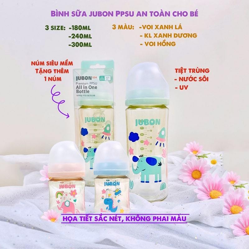 Bình sữa Jubon dung tích 180/240ml