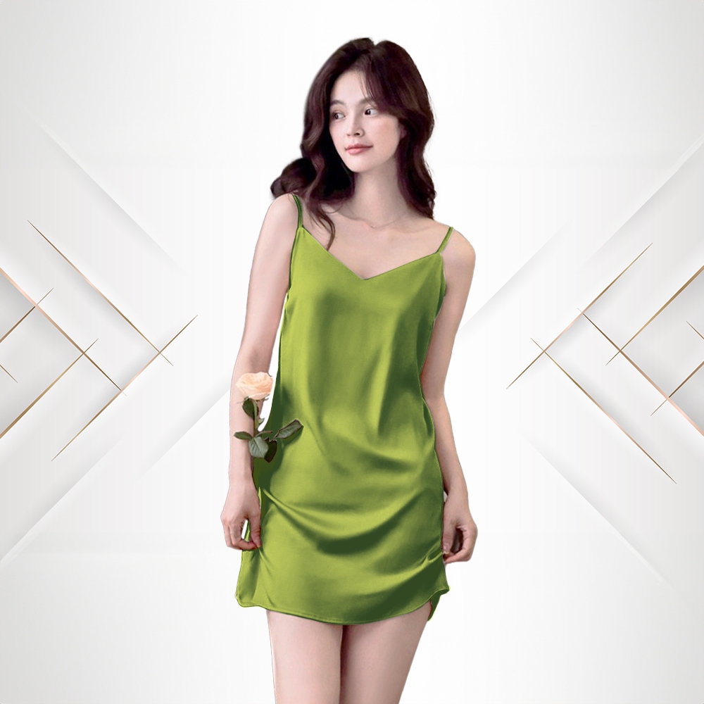 Đầm ngủ hai dây mặc nhà lụa mềm mịn, đồ ngủ nữ 2 dây mùa hè siêu mát dáng suông basic DREAMY VS04