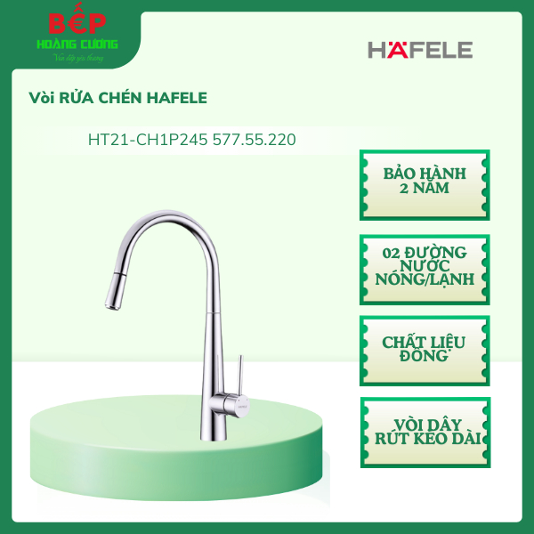 Vòi rửa chén HAFELE HT21-CH1P245 577.55.220, vòi kéo rút nóng/lạnh - CHB