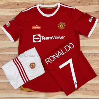 Bộ Quần Áo Bóng Đá CLB Manchester United Sân Nhà 21/22, Áo Đá Banh Ronaldo - Vải Polyester Gai Thái Cao Cấp