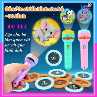 Đèn pin chiếu hình cho bé 80 hình động vật ngộ nghĩnh - LANA QUEEN
