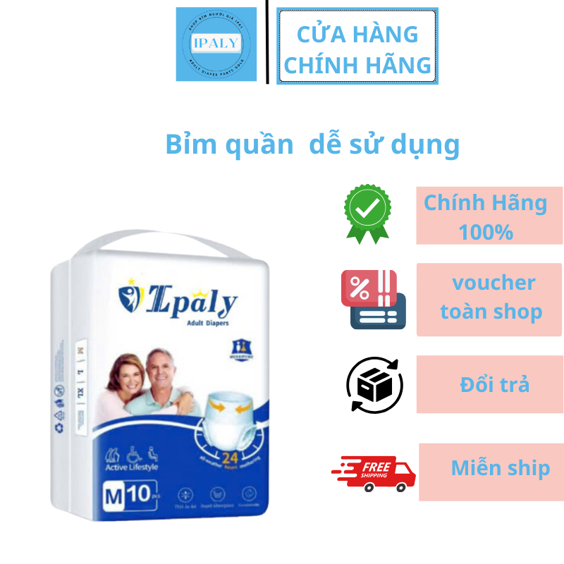 Combo 100 miếng Bỉm quần người già Ipaly chất lượng giá tốt đủ size M-L-XL