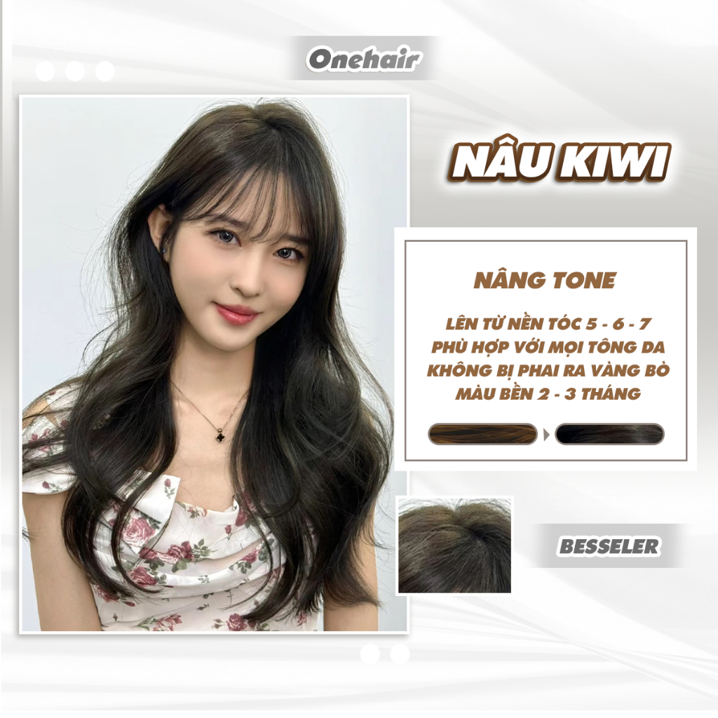 Thuốc Nhuộm Tóc Màu NÂU KIWI Nâng Tone - Màu Nhuộm Tóc Tại Nhà One Hair