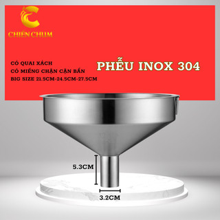 Phễu Inox 304 Size To, Phễu Inox To, Phễu Inox Có Ngăn Lưới Lọc Chiến Chum