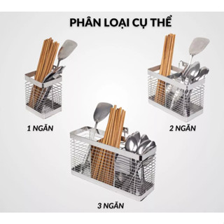  Ống Đựng Đũa Muỗng Inox 304 Giá Để Đũa Thìa Đủ Loại  1 - 2 - 3 ngăn  