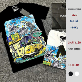 Áo Phông Cho Nam Nữ Dsquared2 in hình cây dừa màu sắc siêu đẹp - Áo phông DSQ nam chất cotton cao cấp