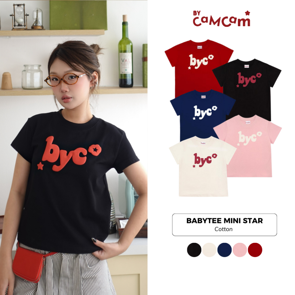 Áo Babytee MINI STAR 𝑩𝒚𝒄𝒂𝒎𝒄𝒂𝒎 Form Basic 100% Cotton In Nổi Logo Byc Cho Nữ [To Youth Collection] ABN009 | BigBuy360 - bigbuy360.vn