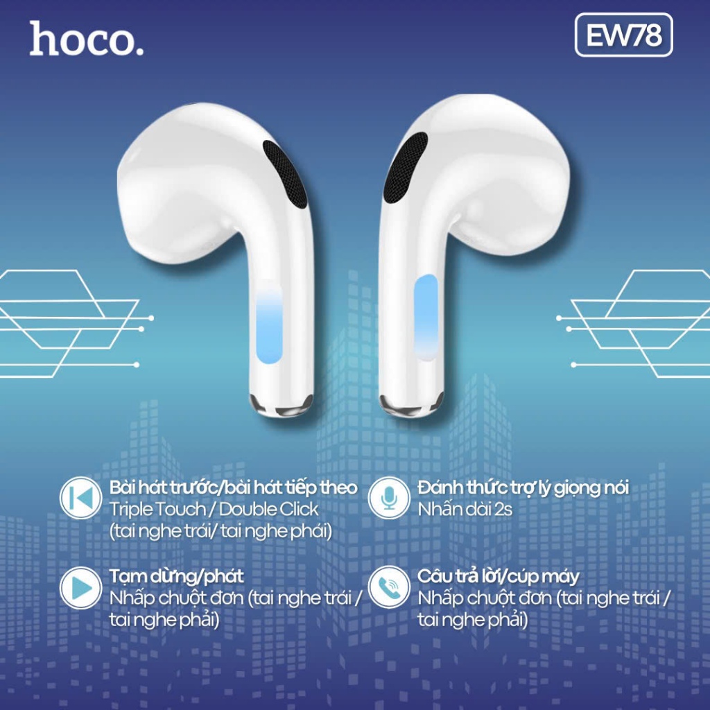 [Tặng kèm Sticker] Tai nghe Bluetooth v5.4 Hoco nhỏ gọn chính hãng Smartcom phân phối - EW78 | BigBuy360 - bigbuy360.vn