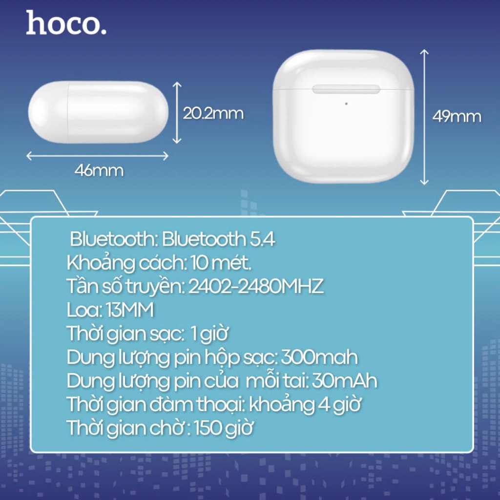 [Tặng kèm Sticker] Tai nghe Bluetooth v5.4 Hoco nhỏ gọn chính hãng Smartcom phân phối - EW78 | BigBuy360 - bigbuy360.vn