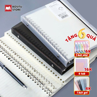 Sổ Còng A5 B5 A4 Kèm Tab Phân Trang - Giấy Kẻ Ngang/Caro Thay Giấy Dễ Dàng Binder Sổ Tay Sổ Ghi Chép Học Sinh BOSITU