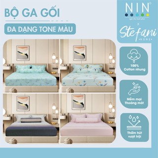 Bộ ga gối NIN Stefani nhiều kích cỡ (Không kèm mền) màu pastel 3 món 4 món mẫu 2025