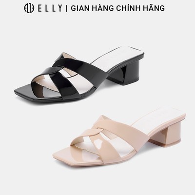 Dép cao gót nữ ELLY EG277 mũi vuông quai đan chéo sang trọng