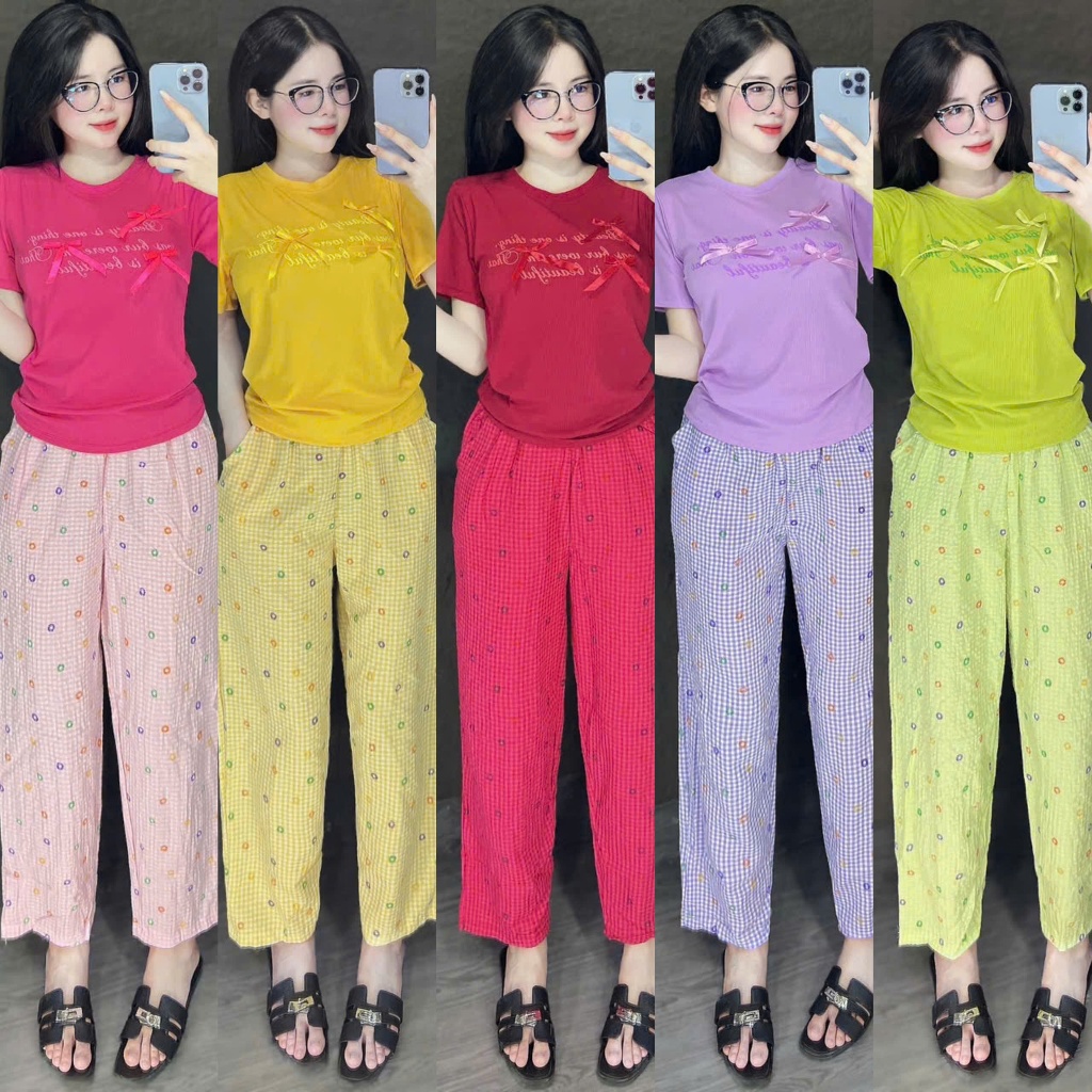 SET BỘ BIGSIZE ÁO NƠ VIỀN PHỐI QUẦN BAGGY 5 MÀU