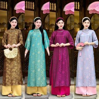 Set Áo Dài Cách Tân Dáng Suông Lụa Tằm