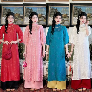 Set Áo Dài Cách Tân Dáng Suông Lụa Tằm