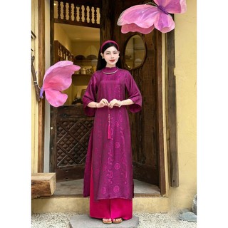 Set Áo Dài Cách Tân Dáng Suông Lụa Tằm