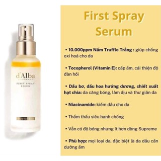 [ CHIẾT ] Minisize Serum xịt khoáng xịt khóa nền d'Alba First Spray Serum 100ml