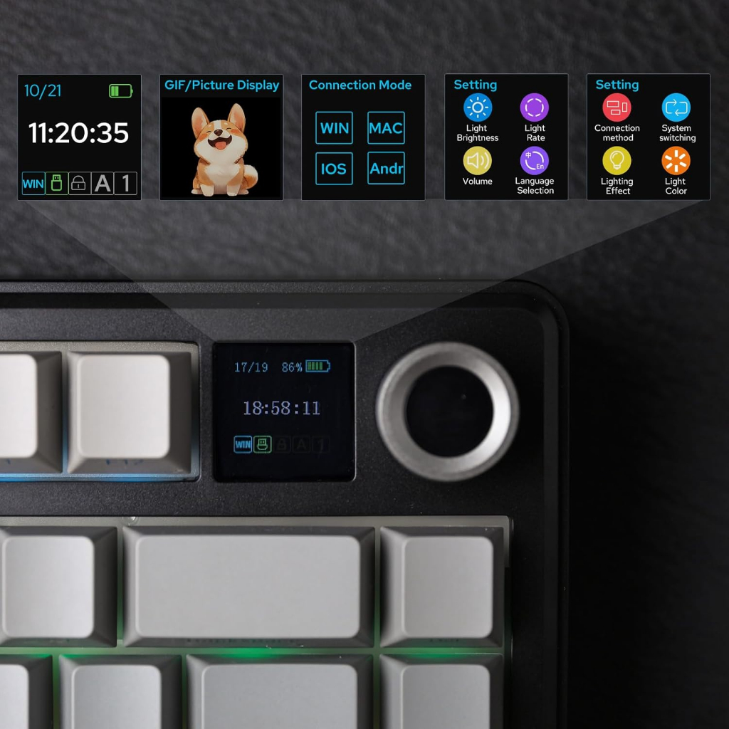 Bàn Phím Cơ Không Dây AULA F75 MAX Có Màn Hình LCD Hỗ Trợ Hotswap LED RGB 3 Mode Kết Nối Chính Hãng | BigBuy360 - bigbuy360.vn