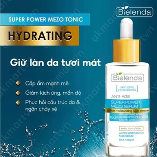 Serum Bielenda Super Power Mezo Skin Clinic Moisturizing cấp nước, dưỡng ẩm căng bóng, mờ thâm