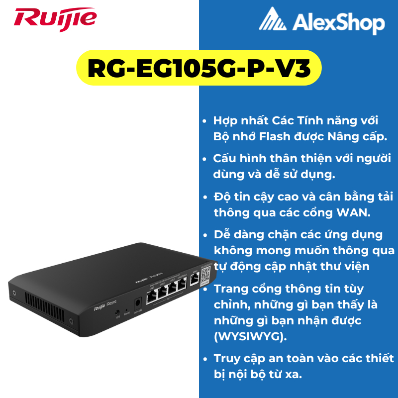 RUIJIE RG-EG105G-P V2 Bộ Định Tuyến Smart Gateway 5 cổng (4-POE)