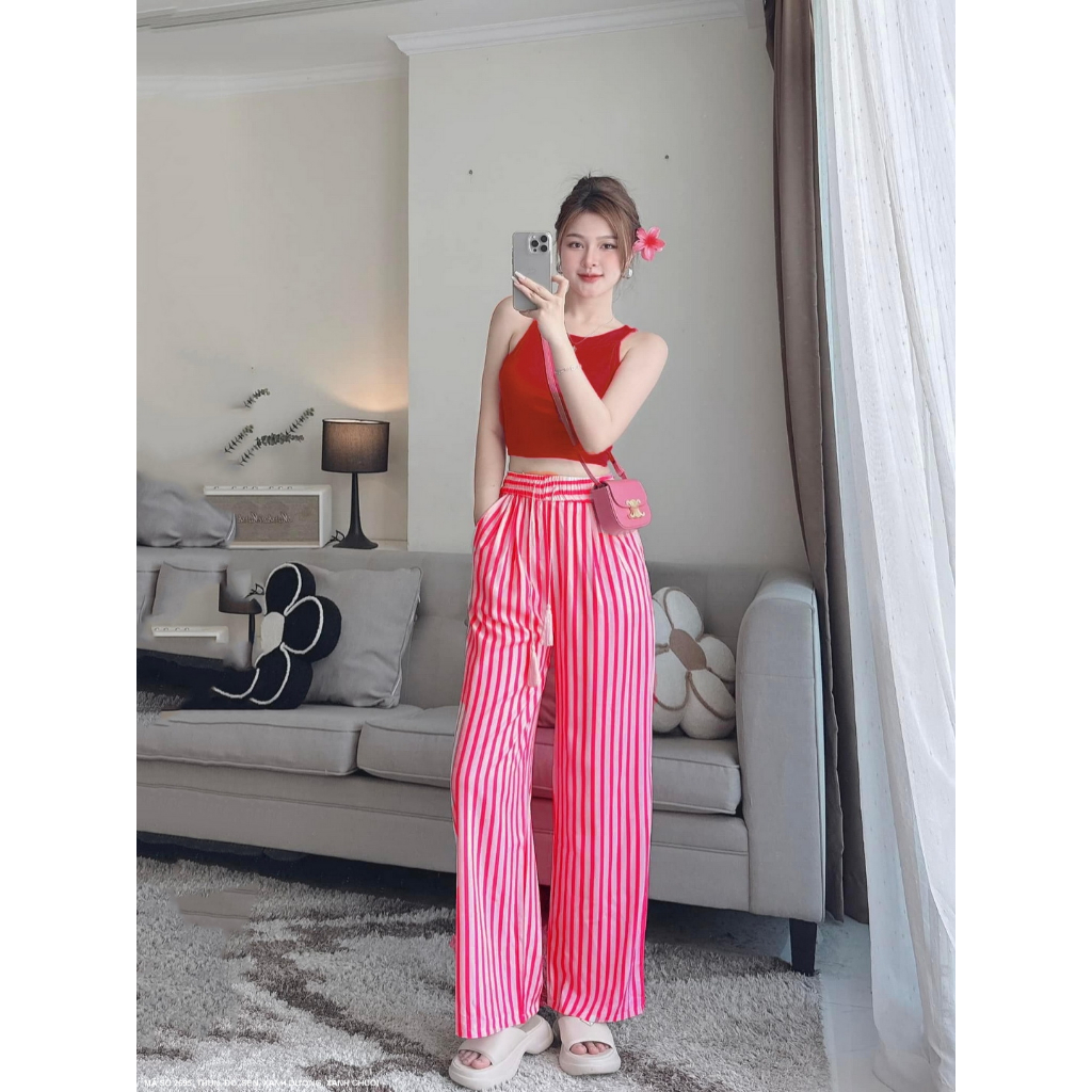 🎀 MYDU SHOP | Set Bộ Áo Yếm & Quần Dài Sọc – Cá Tính, Chuẩn Gu Fashion – MS 2695