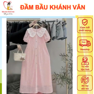 Váy Đầm Bầu Cổ Bèo Chất Ren Cáo Cấp 2 Lớp - Đầm Bầu Thiết Kế Cho Nàng Dự Tiệc, Đi Làm HA87 Váy Bầu