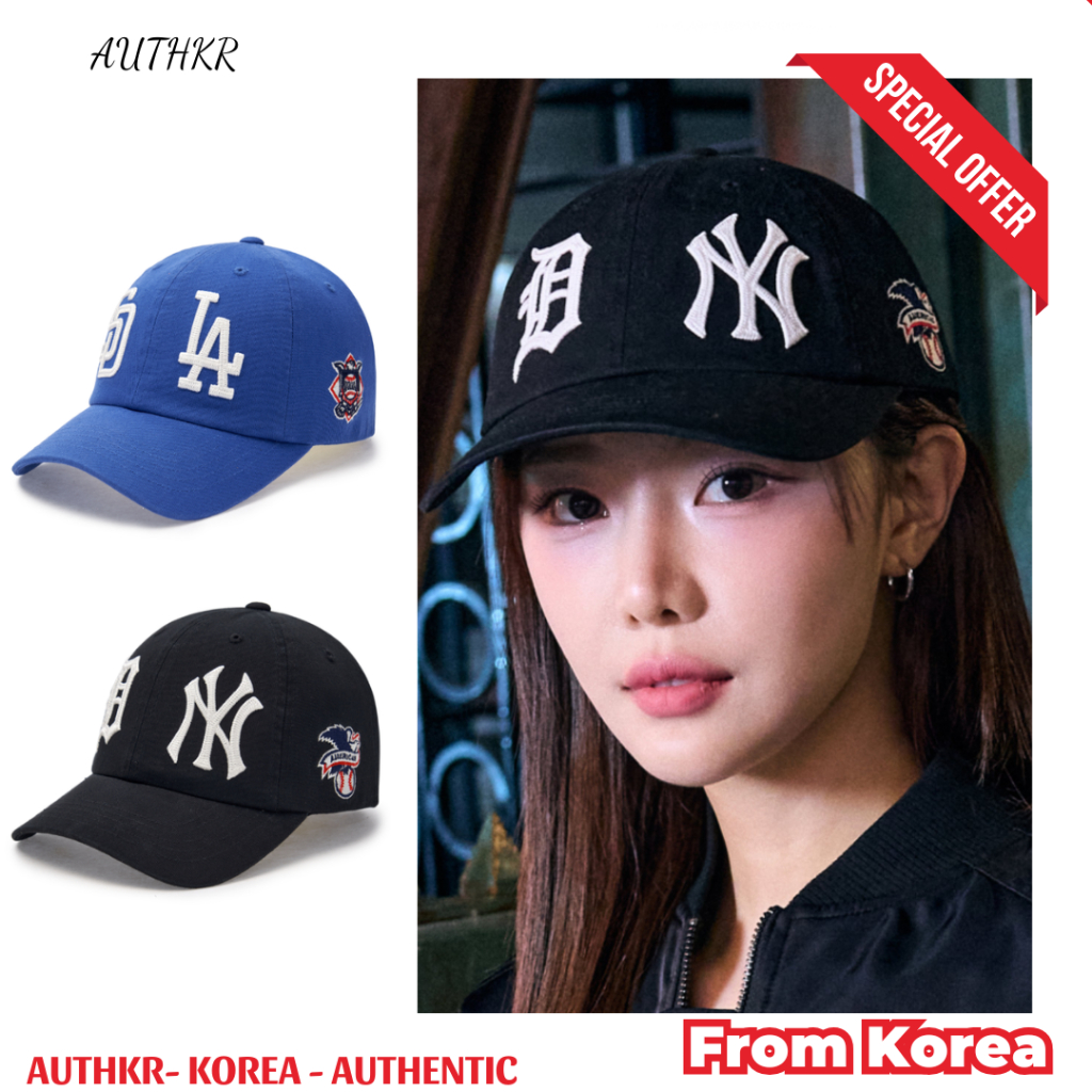 [Auth MLB] Mũ lưỡi trai MLB League Logo Xanh/ Đen