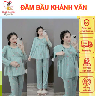  Bộ Đồ Bầu Trước Và Sau Sinh Cho Mẹ Chất Cotton Thai Sản Mềm Mịn Thoải Mái Dễ Dàng Kéo Khoá Cho Bé Bú 3 cúc dài  