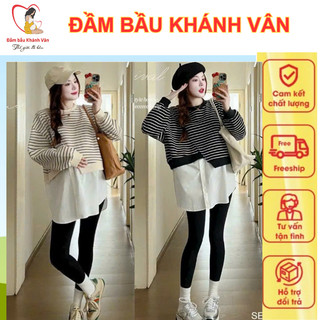  Áo Bầu Công Sở Dáng Baby Doll Dài Tay Thời Trang Thiết Kế Chất Len Phối Vải Lụa Mềm Xinh Xắn Dễ Thương VM 