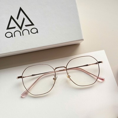 Gọng kính mắt thời trang nữ ANNA dáng tròn chất liệu kim loại mỏng nhẹ chắc chắn 66056