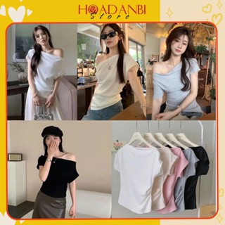 Áo Len Tăm Lông Thỏ Dáng Trễ Lệch Vai Ngắn Tay Thiết Kế Nhún Vai Điệu Đà, Sẵn 5 Màu Dễ Diện