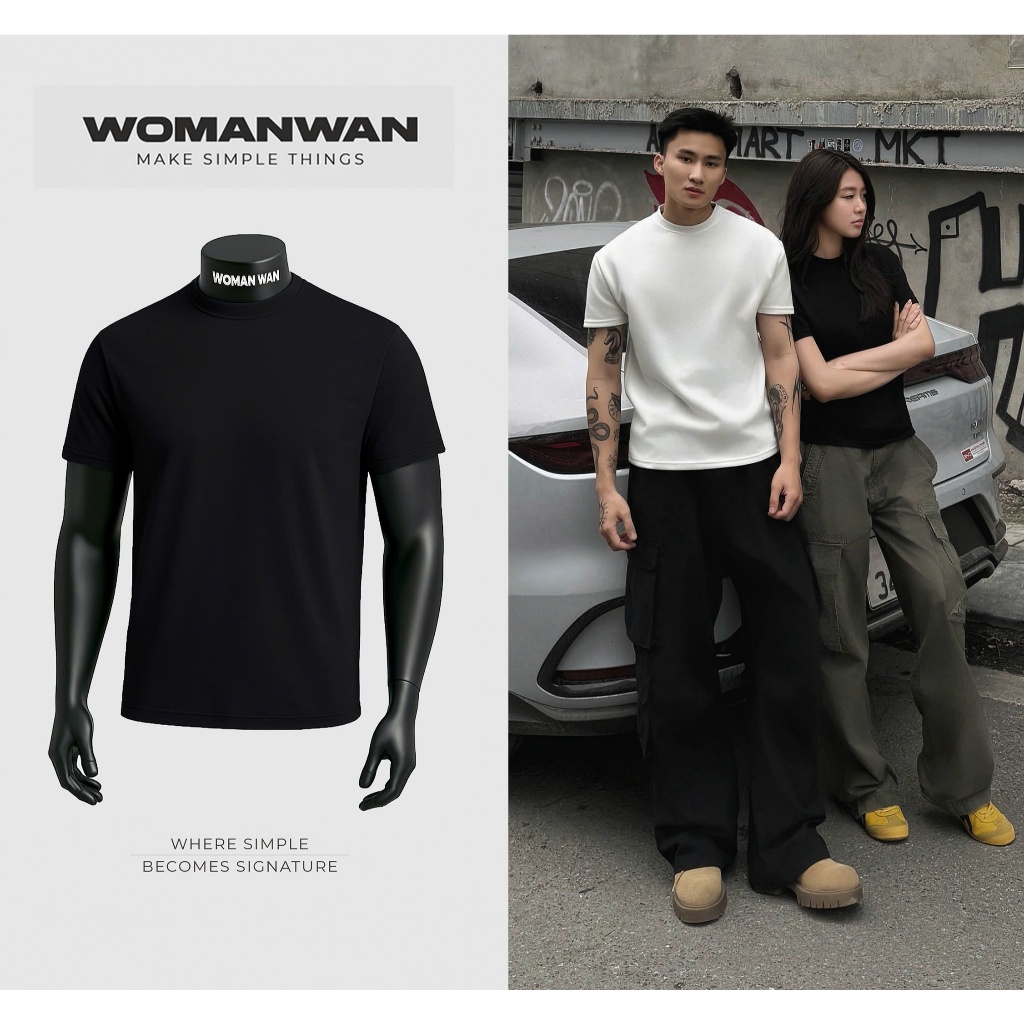 [CLEANFIT] Áo Thun Cleanfit Nam Nữ Tôn Chiều Cao Vải Chống Nhăn - WOMAN WAN Cổ Tròn Menswear | BigBuy360 - bigbuy360.vn