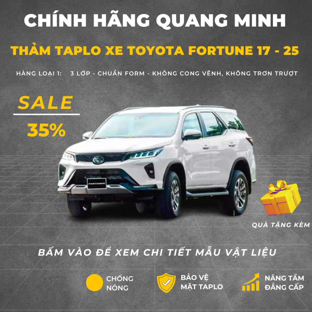 Thảm Taplo Ô Tô, Thảm Taplo Xe Toyota Fortuner 2017 - 2025 Chính Hãng QMCAR Hàng Xịn
