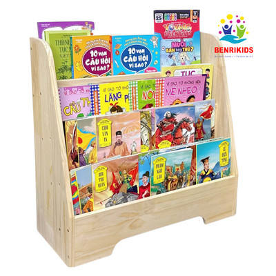 Kệ Sách 4 Tầng Siêu Chắc Bằng Gỗ Thông Nhập Khẩu Cho Nhà Gọn Xinh, Giá Sách Đứng Để Sàn Benrikids Cho Bé
