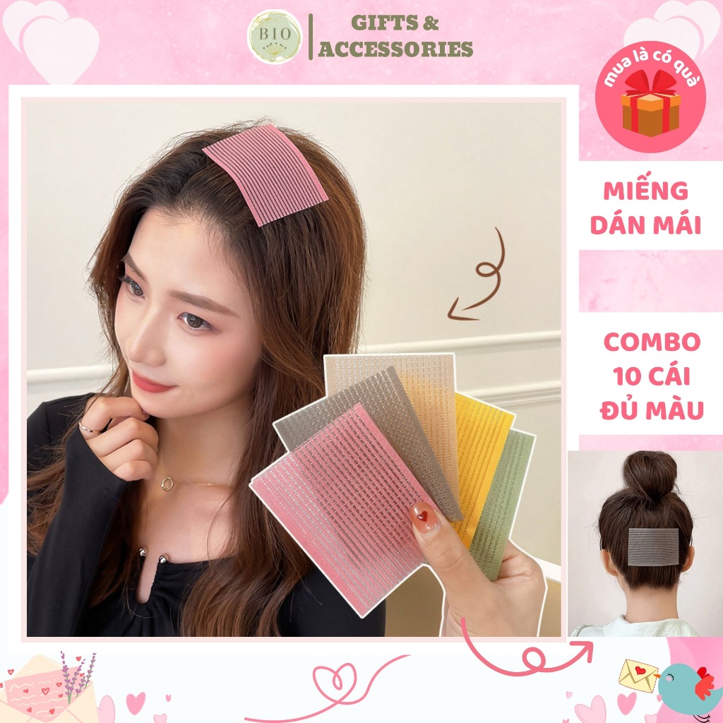 Hộp 10 miếng dán tóc mái cố định tóc miếng dán tóc trang điểm tự dính thần kỳ