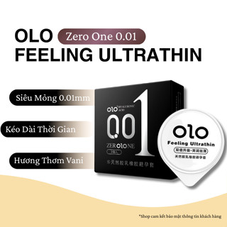 Bao Cao Su Olo Feeling Ultra Thin, Bcs Siêu Mỏng 0.01mm, Hương Vani, Nhiều Gel Bôi Trơn Hộp 3C