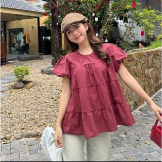 Áo babydoll siêu xinh tay bồng nhiều màu dễ phối đồ freesize dưới 56kg LABEL  A04