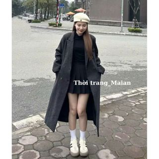 Áo khoác dạ nữ dáng dài cổ bẻ Maian áo măng tô form rộng tay phối hàng cúc dày dặn mặc mùa đông ấm áp dễ phối đồ A5045