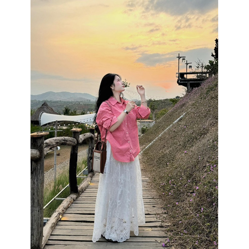 Chân váy midi ren ALISA dáng dài vải 2 lớp eo cao chun co giãn dịu dàng nhẹ nhàng Hàn Quốc | BigBuy360 - bigbuy360.vn