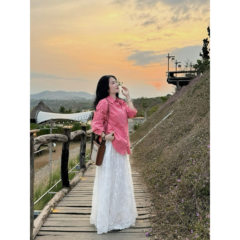 Chân váy midi ren ALISA dáng dài vải 2 lớp eo cao chun co giãn dịu dàng nhẹ nhàng Hàn Quốc | BigBuy360 - bigbuy360.vn