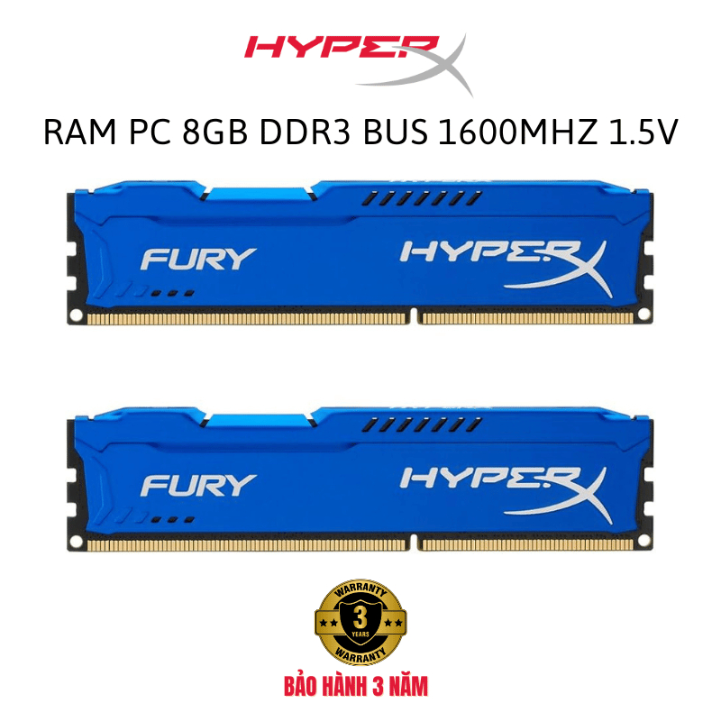 RAM PC  8GB DDR3 BUS 1600 MHz màu xanh Ram máy tính bàn PC3 12800 - Bảo hành 3 năm